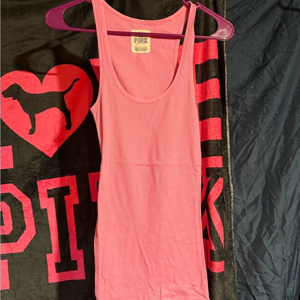 PINK Victoria's Secret Bright Pink Ribbed Tank